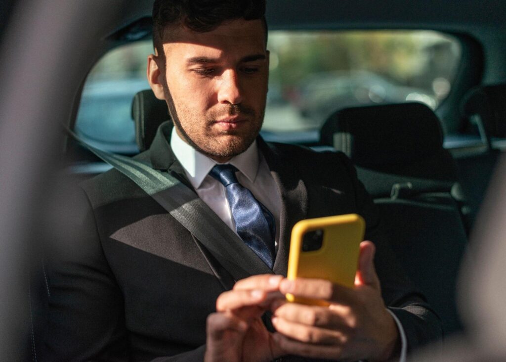 Person is holding a smartphone