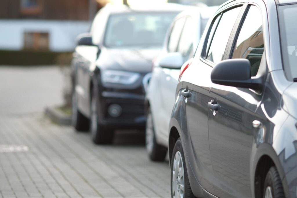  Closeup shot of cars in parking lot