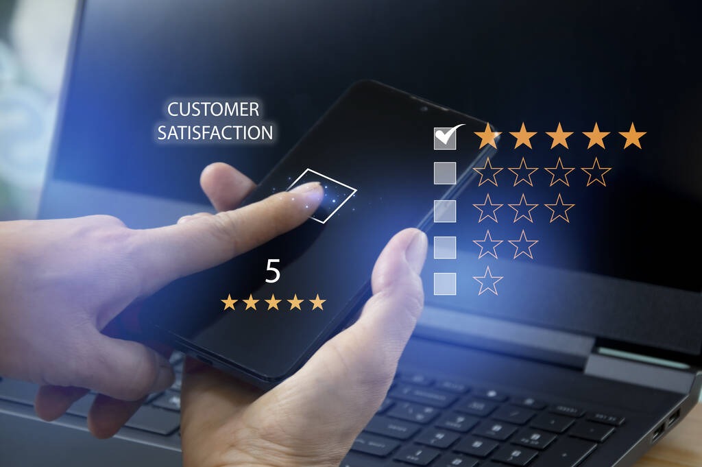 Concept photo of user rating on online application